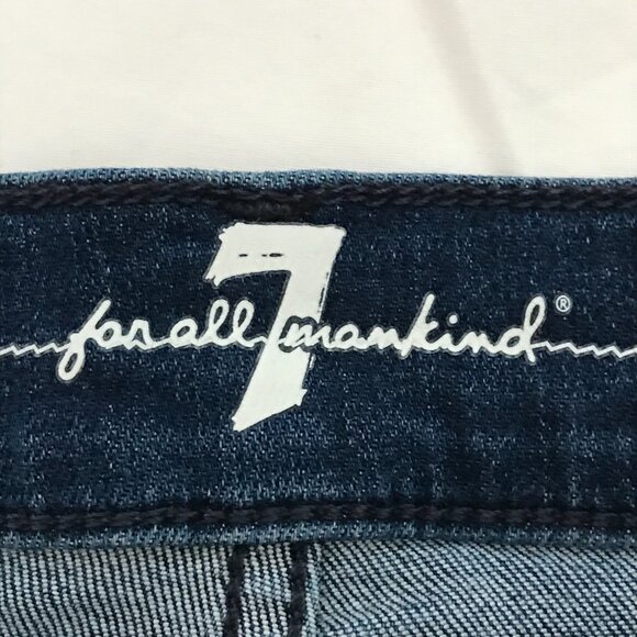 7 for all Mankind Ankle Gwenevere Jeans Women 32 Blue Mid Rise Raw Hem Stretch - Picture 3 of 14